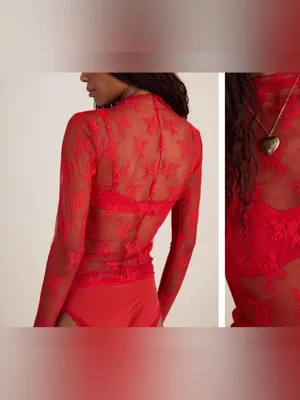NWT Free People Intimately Lady Lux Layering Top - red racer flame - XS thumbnail 4
