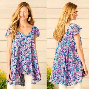 Matilda Jane Adventure Begins In The Maze Trapeze Top Women's Size‎ Small Floral thumbnail 2