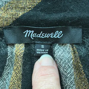 Madewell Black & Tan Toned Plaid Wool Blend Long Sleeve Top Size S thumbnail 2