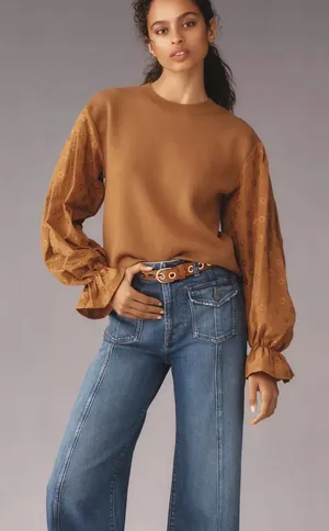 By Anthropologie Puff-Sleeve Sweater Sz XS thumbnail 1
