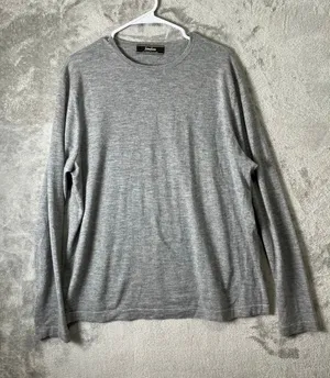 Neiman Marcus 100% Cashmere Sweater Gray‎ Crewneck Lightweight Knit Top Large thumbnail 1