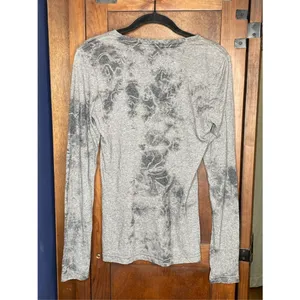 Affliction Live Fast Lace Up Top Gray Burnout Long Sleeve Grunge Bikercore S thumbnail 3
