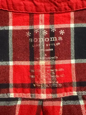 Sonoma Red Black Plaid Flannel Pj Shirt thumbnail 7
