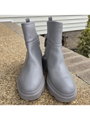 Marc Fisher Womens Waty Lug Sole Chelsea Booties Boots Siz 7.5 Gray Chain Grunge thumbnail 5