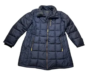 🧥‎ Liz Claiborne Women’s Navy Quilted Puffer Coat XXL Gold Zip Longline Warm 🧥 thumbnail 1