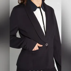 ModCloth Black Stretch Knit Shawl Collar Blazer business casual office jacket thumbnail 4