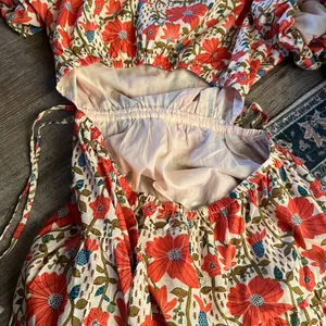 NWT &Merci Cream‎ Orange Floral Puff Sleeve Back Cut Out Lindsay SunDress thumbnail 17