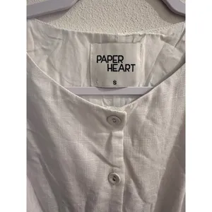 Paper Heart Sleeveless Linen Shirt Dress White Button Up Mini Sundress Coastal Preppy Size S thumbnail 4