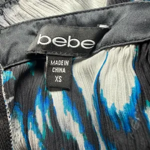 Bebe‎ 100% Silk Halter Mini Dress XS Turquoise Spotlight Y2K thumbnail 11