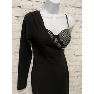 One sleeve black mini dress with rhinestone bra. Size Small thumbnail 4