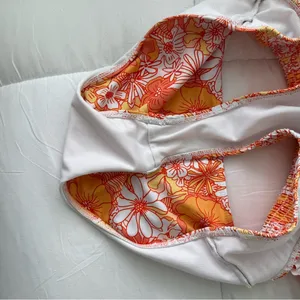 Orange floral ribbed bikini set Size L thumbnail 3