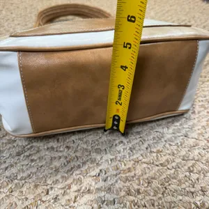 VTG Nine West Patchwork Hobo Shoulder Bag Tan Cream White Faux Leather Neutral thumbnail 9