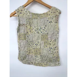 Blue Sky Patchwork Vest Women S Floral Embroidered Boho Cottagecore Artsy thumbnail 4