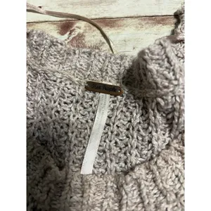Free People Oversized Loose Knit V-Neck Sweater Size Large Striped Pink Brown thumbnail 3
