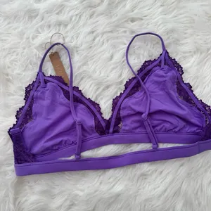Skims Fits Everybody Lace Triangle Bralette Ultra Violet Multi Size XL thumbnail 5