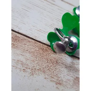 Vintage Screw On Earrings - Green Shamrock 0.75" - Damaged thumbnail 6