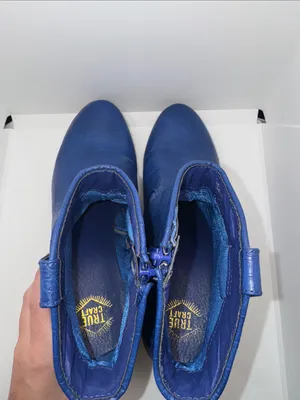 True Craft Winnie Western Ankle Boots Blue Croc Print Women’s 8 Boho thumbnail 7