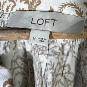 LOFT Floral Flutter Sleeve V-Neck Top Brown Cotton Tropical Boho Coastal Size M thumbnail 6