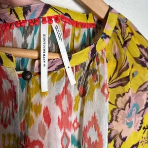 Anthropologie Maureen Babydoll Tunic Blouse Sheer Multicolor Floral Paisley M thumbnail 5