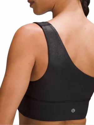 Lululemon Align Asymmetrical Rib Bra C/D *Shine in Black Size 6 NWT thumbnail 3