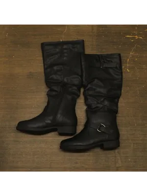 NWT Journee Collection Womens Stormy Boot Faux Leather Slouch Black 8M thumbnail 5
