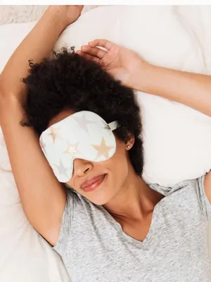 Free People x understated eye mask embroidered starry gold mint travel thumbnail 6