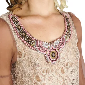 Gimmicks by BKE Mauve Pink Lace Beaded Boho Fairy Beaded Silk Blouse Small thumbnail 3