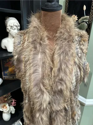 Real Rabbit Fur Vest – Brown Beige Natural Fur – Size M thumbnail 2