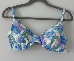 Hollister Blue Green Floral Curvy Underwire Padded Bikini Top Small thumbnail 1