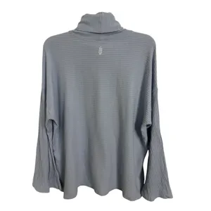 Free People FP Movement Ribbed Bell Sleeve Light Blue Stretch Top Oversized S thumbnail 3