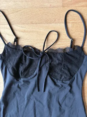 Black Lace-Trim Slip Dress thumbnail 2