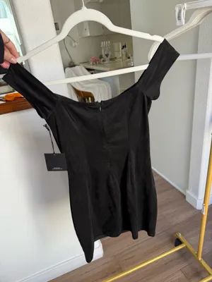 Super down black suede mini dress thumbnail 2