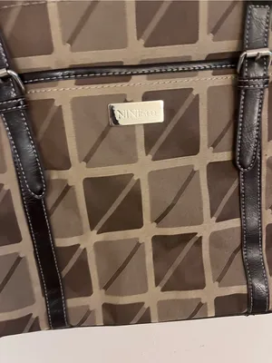 Nine & Co. tote brown and tan geometric pattern thumbnail 2