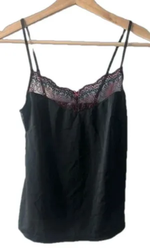Vintage Gilligan and OMalley Black Camisole Medium Red Lace Boudoir Romantic thumbnail 1