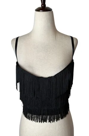 Victoria's Secret Sexy Little Things Fringe Corset Bustier Bra 34C Black Y2K thumbnail 1