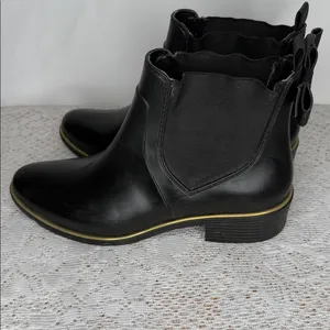 Kate Spade New York Sedgewick Chelsea rain boots gold trim sz 10 thumbnail 5