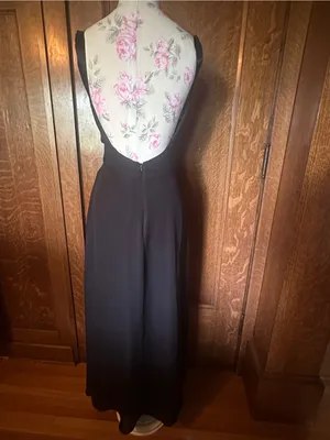 Vtg 90s Dave & Johnny by Laura Ryner Black Scoop Back Floor Length Dress, Sz 14 thumbnail 4