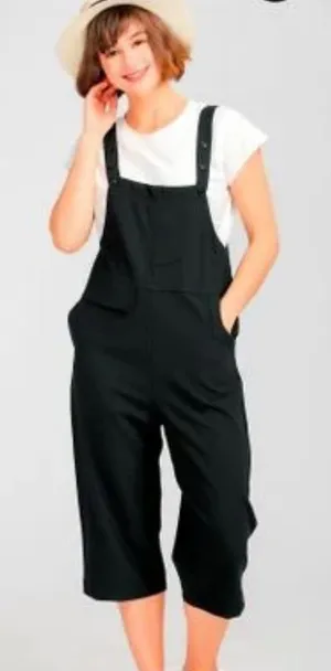 Papka Jumpsuit Black Size Medium Adjustable‎ Button Straps Pockets thumbnail 1
