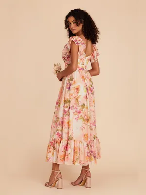 Birdy Grey Michelle Chiffon Floral Bridesmaid Dress 1X Coral Peonies NWT NEW thumbnail 3