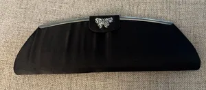 TOVA Beverly Hills Black Satin Evening Clutch‎ Purse Rhinestone Butterfly thumbnail 1