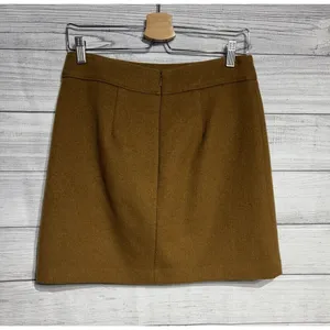 LOFT Wool Blend A-Line Mini Skirt Brown Sz 2 thumbnail 3