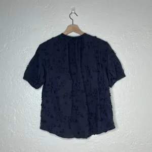& Other Stories Black Floral Embroidered Puff Sleeve Oversized Blouse Top US 6 thumbnail 5