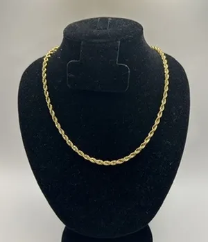 4mm Rope Chain Real Gold Mens 20 Inch Plated Everyday Sleek Solid Durable thumbnail 1