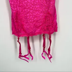 Seven Til’ Midnight‎ Lingerie Set Pink lace Garter & Thong small NWT thumbnail 9