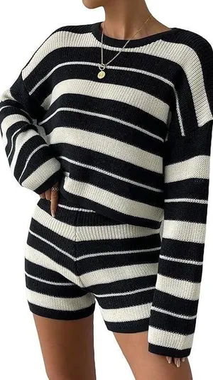 Verdusa 2 Piece Sweater Set Black thumbnail 1