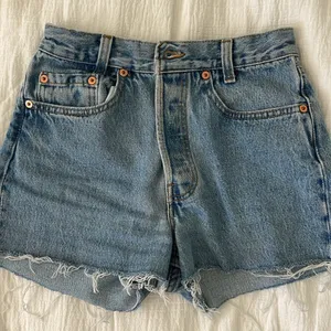 Levi's Blue Jean Shorts with Frayed Hem and Distressed Look Vintage thumbnail 1