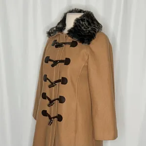 Anthropologie ELEVENSES‎ Melton Wool Toggle Coat Leopard Fur Collar Size 2 thumbnail 7
