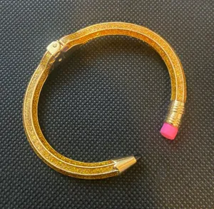 Betsey Johnson Gold Pencil-Style Bangle Bracelet with Pink Accent thumbnail 1