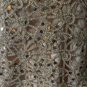 Forever 21 Stunning lace embroidered open back Gold dress with sequin sz medium NWOT thumbnail 8