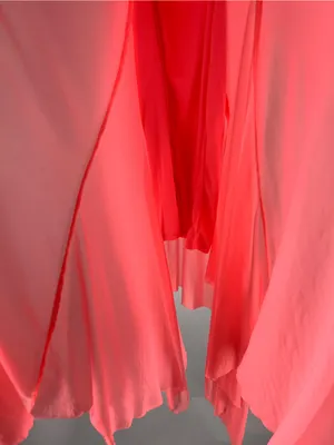 Haute Monde Neon Pink Draped Mesh Asymmetrical Maxi Dress Size S thumbnail 6